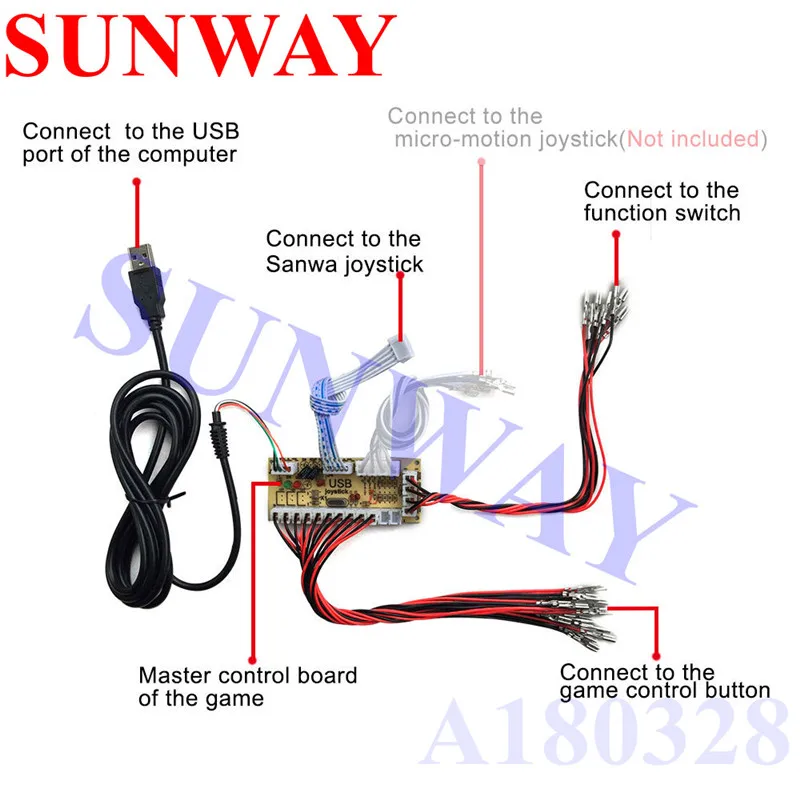 2 проигрывателя Нулевая задержка игровой DIY KIT USB энкодер ПК для джойстика для 4way& 8way Zippy джойстик и 4,8 мм Кнопка
