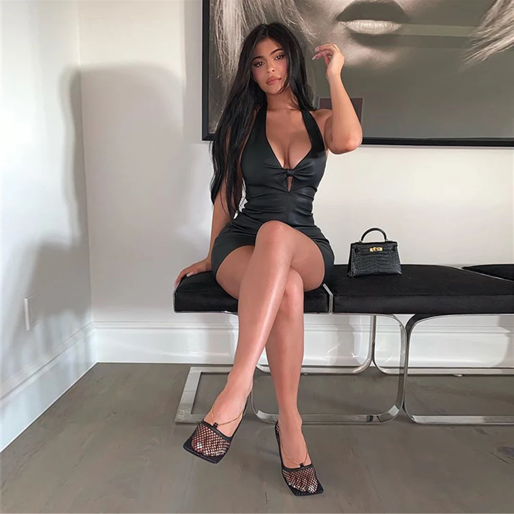 KGFIGU Kylie jenner облегающее платье стиль женское мини-платье из искусственной кожи сексуальное платье для вечеринки женская одежда Прямая поставка