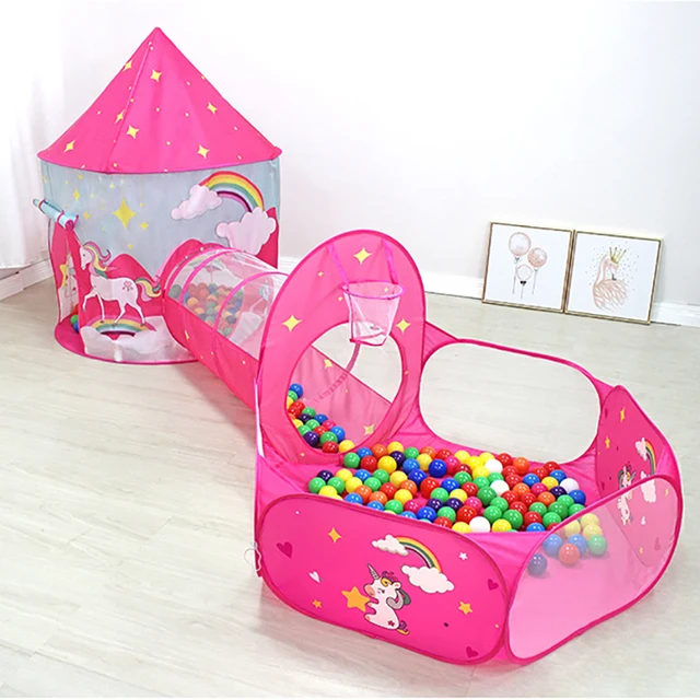 3 In 1 Children Dry Pool for Baby Girls Ballon Playpen Large Space Kids Tent Ball Pit Child Crawling Tunnel Playground Park 1