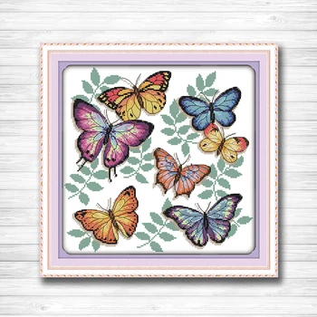 

colorful butterflies animal cartoon painting dmc 14CT 11CT counted cross stitch kits embroidery set Needlework Set Home decor