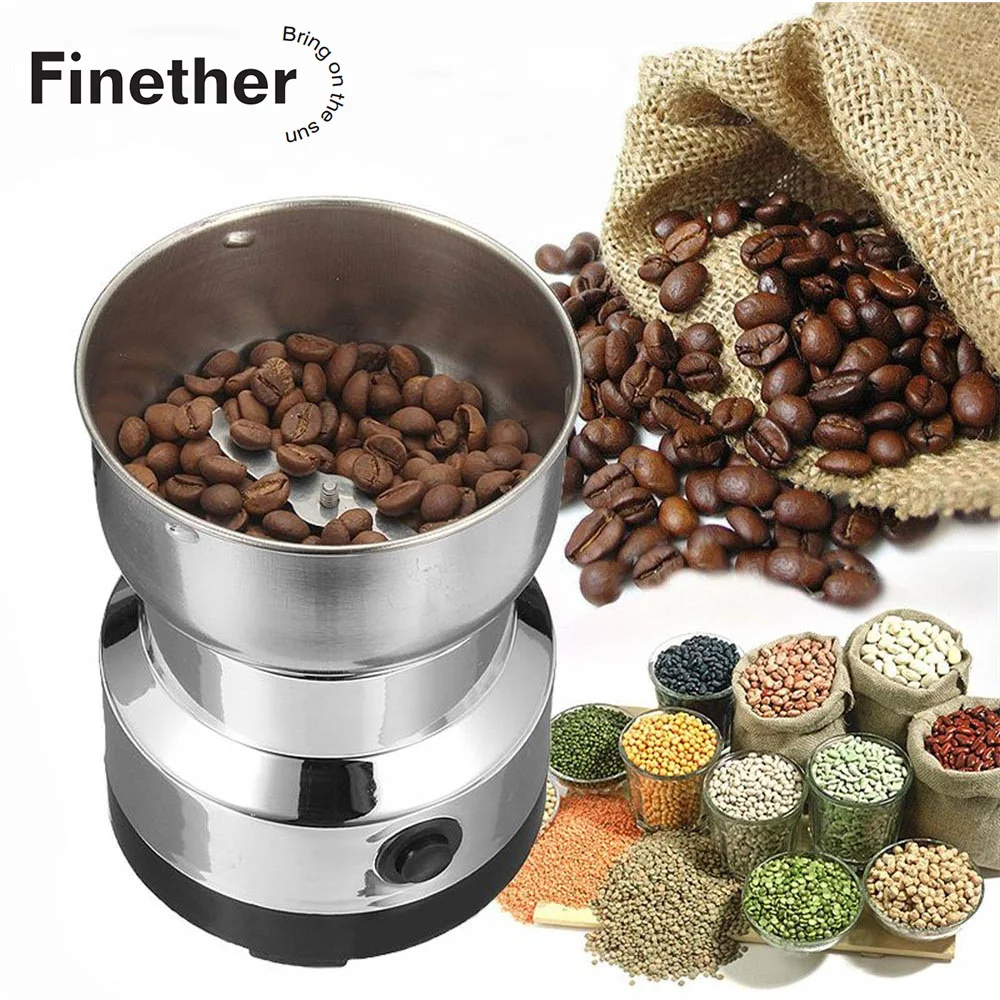 

Finether 110V/220V Stainless Steel Home Electric Grinder Coffee Bean Grinder For Home Kitchen Office Tools