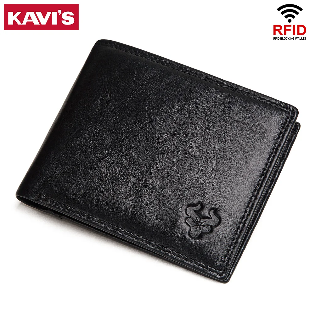 Men Wallets Card-Holders Coin-Pocket Male Purse KAVIS Mini Genuine-Leather Small 
