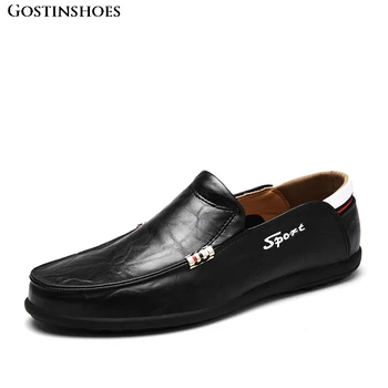 

Luxury Men Leather Shoes Genuine Leather Casual Loafers Black Brown Slip-on Moccasins Flats Driver Mocassin Homme