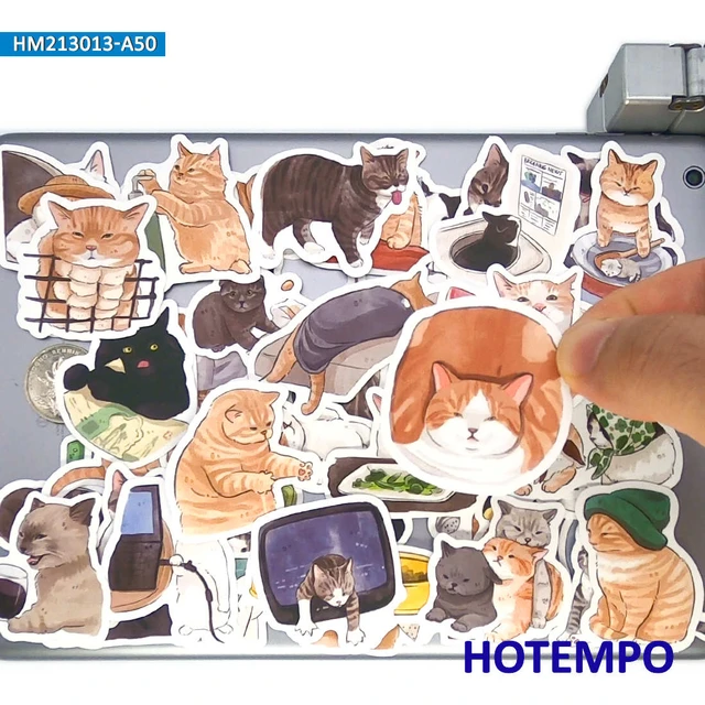 Cute stickers with boys and girls dressed as a cat