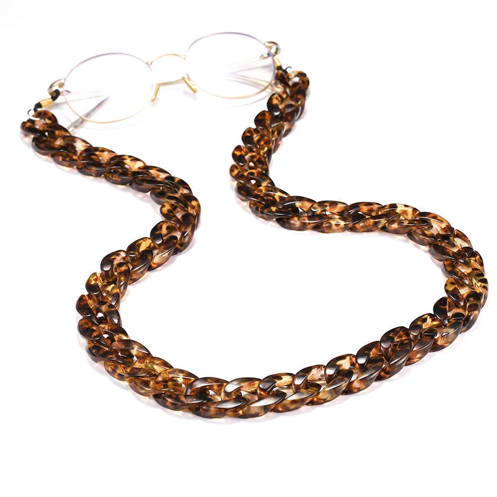 Teamer 78cm Fashion Leopard Acrylic Glasses Chain Women Wide Sunglasses Lanyards Reading Glass Hanging Neck Chain Eyewear Cord