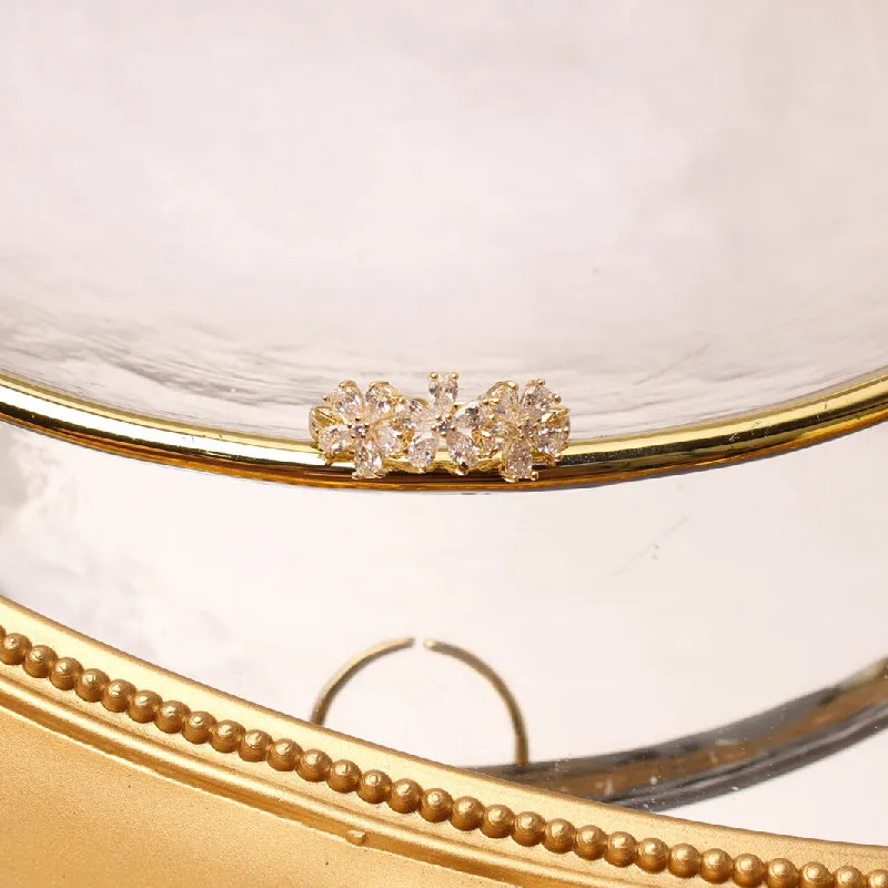 Korean new design fashion jewelry exquisite copper inlaid zircon flower opening simple female index finger ring