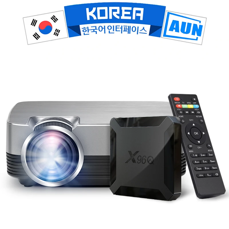 AUN мини светодиодный проектор Q6/Q6s 2 года гарантии на оборудование. 3d