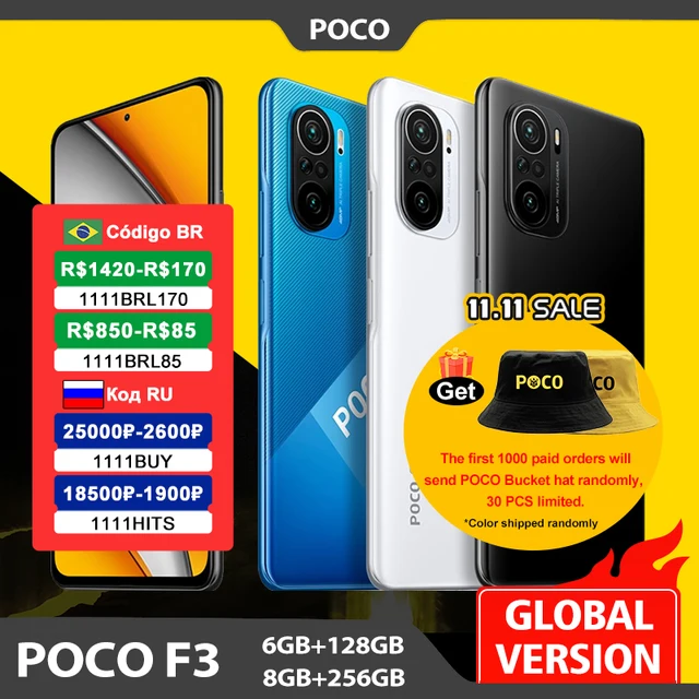 Global Version POCO F3 NFC 5G 6GB 128GB/8GB 256GB Smartphone Snapdragon 870 Octa Core 6.67"120Hz E4 AMOLED Display 48MP 33W Fast 1