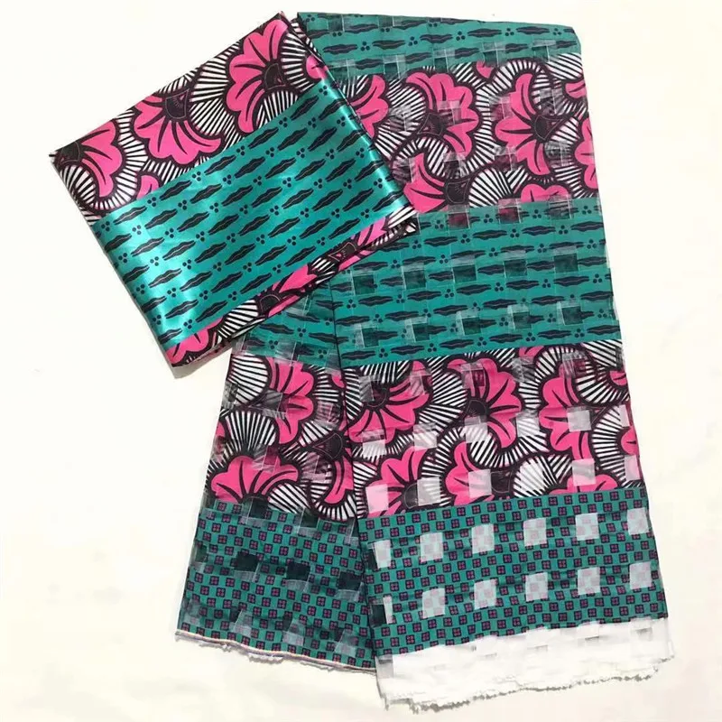 

Latest african wax pattern satin silk fabric for dress creative Digital print wax satin silk fabric 5+2 yards/lot XM101908