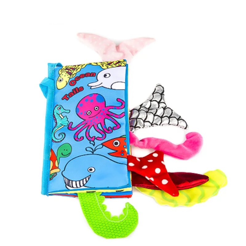 ocean tails 22X12CM Детские игрушки познание детская тканевая книга вокруг мультитач многофункциональная забавная и двойная красочная кровать бампер для новорожденного 0-12 месяцев - Цвет: ocean tails 22X12CM