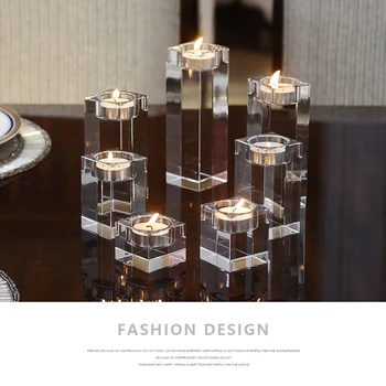 

Candle Holder Clear Glass Crystal Tealight Stand Candlestick Decor European Ornaments SEC88