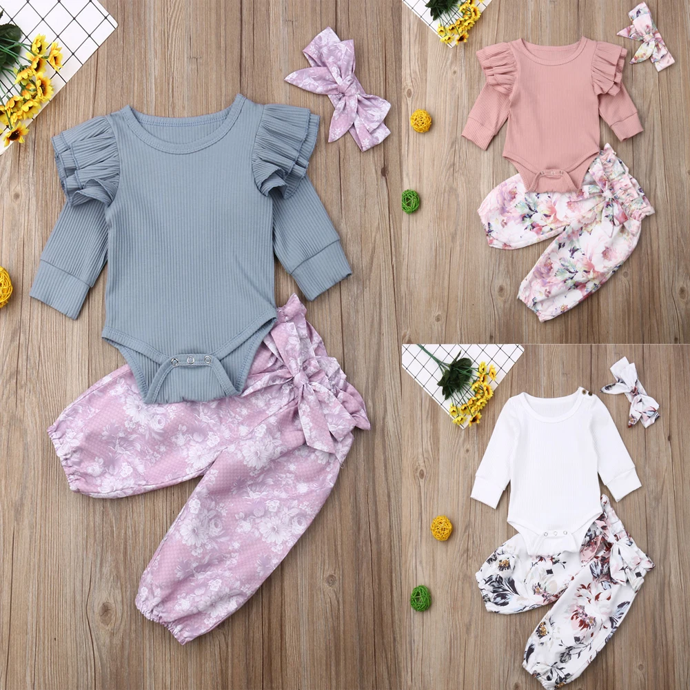Осенний комплект одежды для маленьких девочек! Комплект из 3 предметов для маленьких девочек; топы с цветочным принтом и штаны; леггинсы; комплект одежды