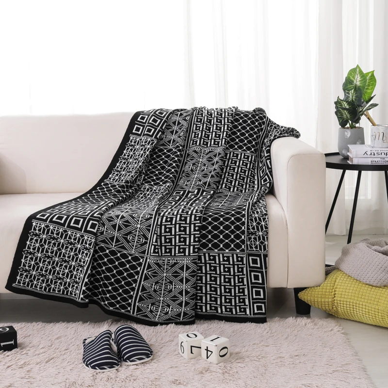 PHF вязаное пледы одеяло акриловые геометрические квадраты декоративные теплые мягкие уютные Пледы для дивана кровать детская комната открытый 5" x 60"