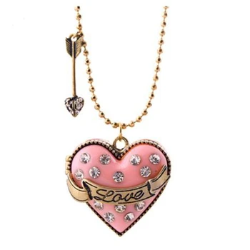 

Fashion Accessories Pendant with Diamond Heart-Shaped Treasure Box Long Necklace Chain Sweater Chain