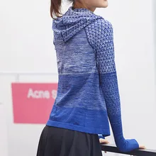 Женская куртка с длинным рукавом для йоги, градиентная Цветовая молния, быстросохнущая спортивная одежда WHShopping