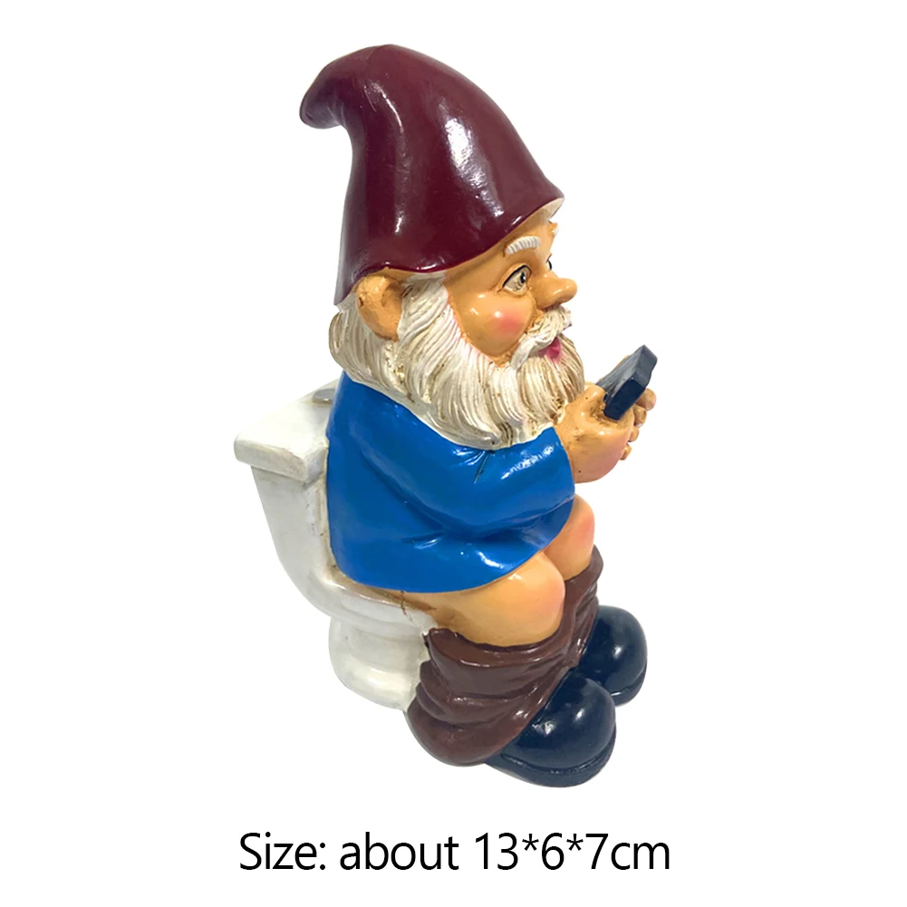 3D Dwarf Toilet Play Phone Statue Garden Gnomes Mini Resin Doll Statue Crafts Outdoor Elf Miniature Garden Dwarf Decoration resin ornaments garden statue garden decoration resin statue resin handicraft ornaments resin ornament