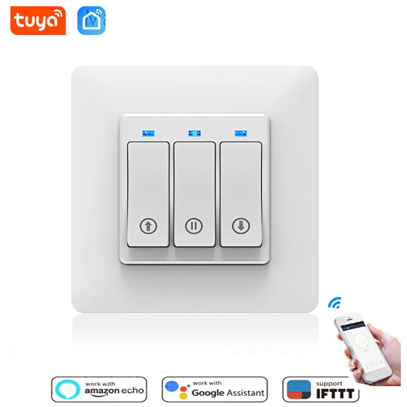 Tuya Smart Life WiFi переключатель роликовой шторки шторы Жалюзи сенсорный 3 банды таймер голосовой пульт дистанционного управления совместимый Google Home Alexa