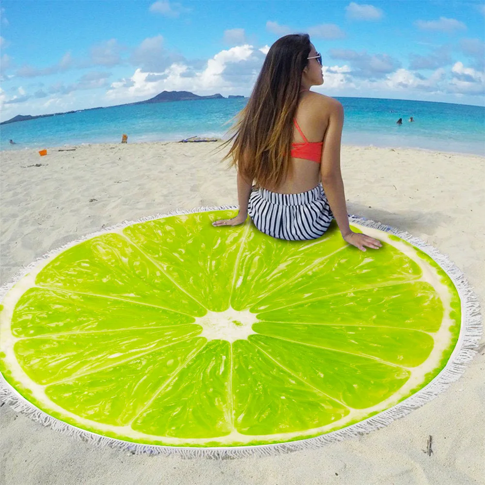 

New Style Beach Towel Circle CreativeFruit print sunscreen beach towel shawl bath towel