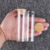 12pcs 50ml 30*100mm Clear Glass Bottles Jar Vials with Bamboo Lids Spice Pill Container for Wedding Favors 3