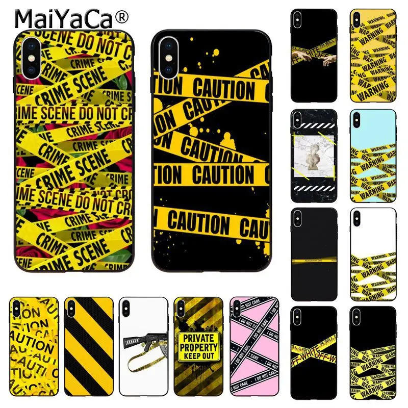 

MaiYaCa off white yellow warning TPU Silicone Phone Case Cover for Apple iphone 11 pro 8 7 66S Plus X XS MAX 5S SE XR Cover