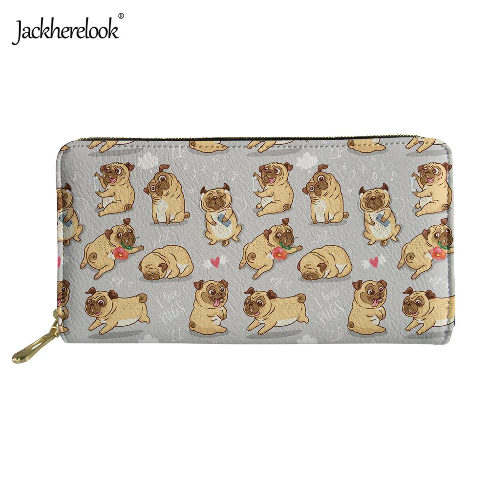 Jackherelook, новинка, женский кожаный кошелек, милый, забавный, мопс, Puppies, женский, монета, карман, держатель для карт, дамский розовый кошелек на молнии - Цвет: HMG867Z21