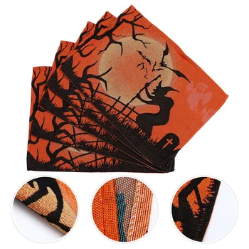 

6Pcs Table Mat Funny Creative Durable Practical Cotton Table Mat Desk Pad Table Cushion for Halloween Party
