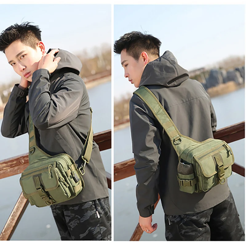 

USB Charging Tactical Crossbody Backpack Hiking Army Military Shoulder Bag Men's Outdoor Nylon Fishing Waist Chest Bag XA762