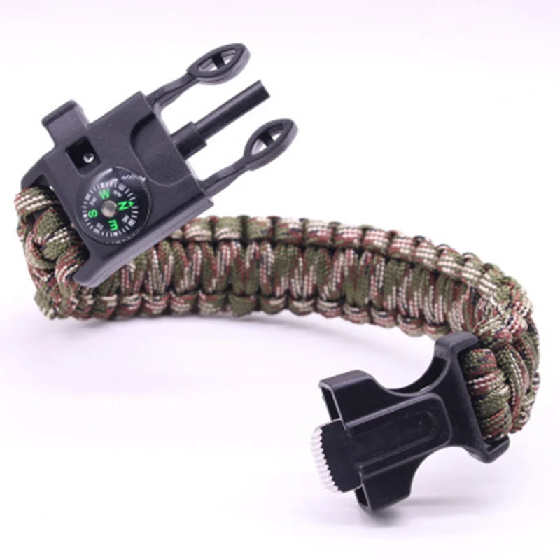 25CM EDC Bracelets Escape Tactics Wrist Strap Camping Hiking Emergency Tactical Survival Braided Rescue Umbrella Rope Paracord