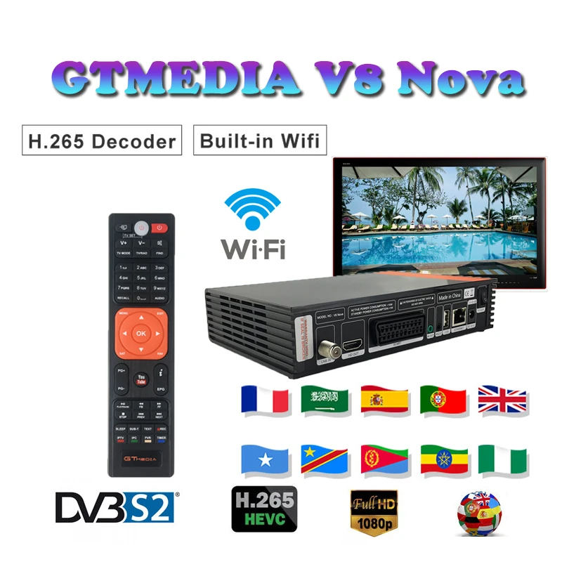

Satellite television decoder GTMedia V8 Nova DVB-S2 Freesat H.265 Support youtube brasil cccam cline 1080P satellite receiver
