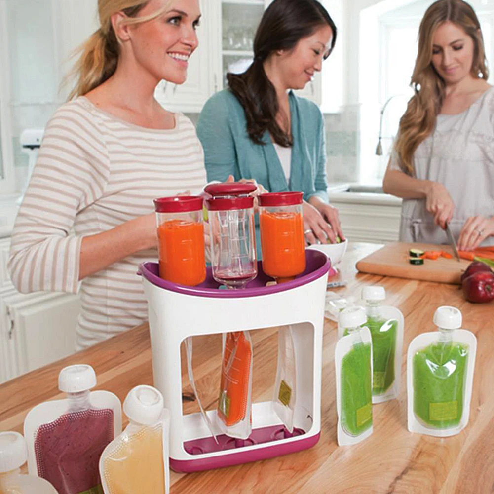 Food Maker Set Safe Homemade Baby Fruit Juice Squeezer Station Storage Bottles Bags Food Maker Kit Machine Cooking Supplies