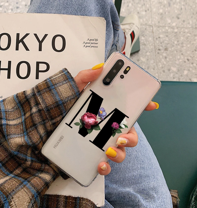 Custom name shell letters TPU Soft Phone Case for Huawei P8 P9 P10 P20 P30 Lite Pro Mate10 Mate 20 Mate 30pro cover - Color: TPU