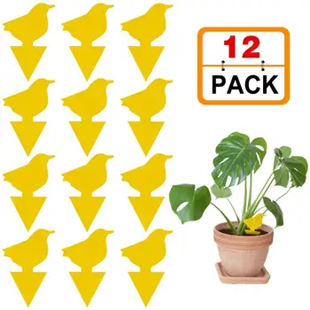 

12PCS Sticky Fruit Fly Gnat Trap Bugs Sticky Board Catching Aphid Insects Pest Killer For Indoor/Outdoor Flower Pot Use