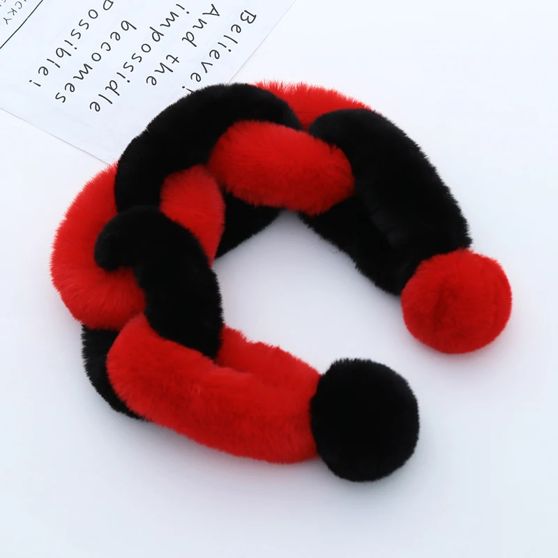 6 Kids Girls Winter Warm Ring Scarf Plush Faux Rabbit Fur Ring Scarves Patchwork Color Collar Wrap Winter Soft Neck Warmer Scarves - Цвет: 6