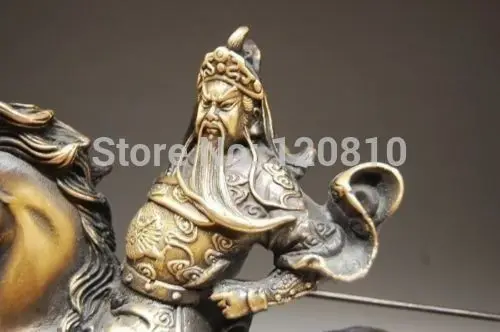 Китайская Бронзовая статуэтка Guan Gong& Horse