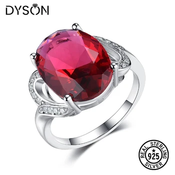 

Dyson 925 Sterling Silver Ring Fashion Jewelry Luxury Women Big Created Nano Ruby Ring For Lady Gifts Elegant Vintage Jewellery