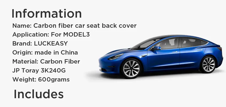 LUCKEASY True Подседельный штырь из углеродного волокна на спине для Tesla модель 3- Размер Подседельный штырь из углеродного волокна задняя защита патч 2 шт./компл
