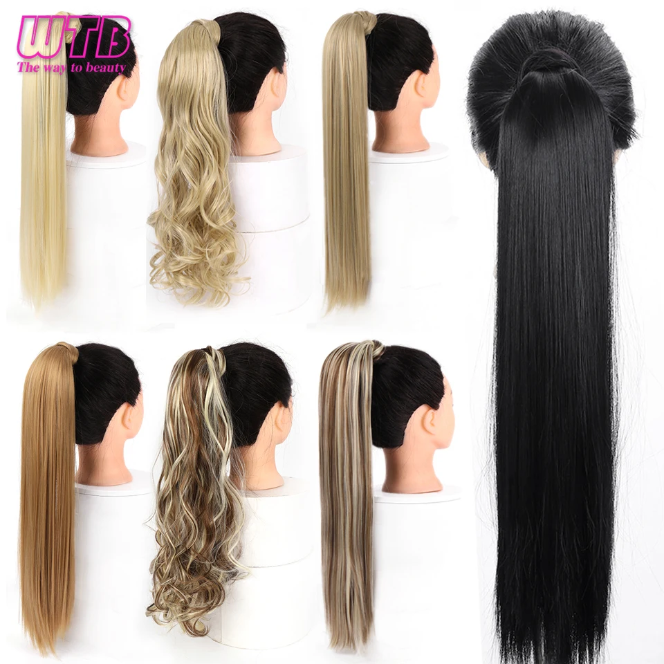 WTB 24 дюйма 60 см длинные прямые конский хвост волосы термостойкие синтетические поддельные волосы для женщин