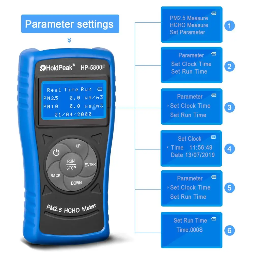 HoldPeak HP 5800F цифровой HCHO PM2.5/10 детектор Крытый Открытый тестер качества воздуха