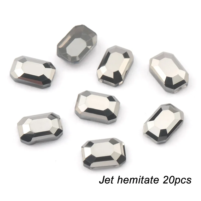 20 pcs Nail Art Rhinestones Flat Back Rectangle Shape Glass Crystal stone For 3D Nail Design Art Rhinestones Decorations - Цвет: jet