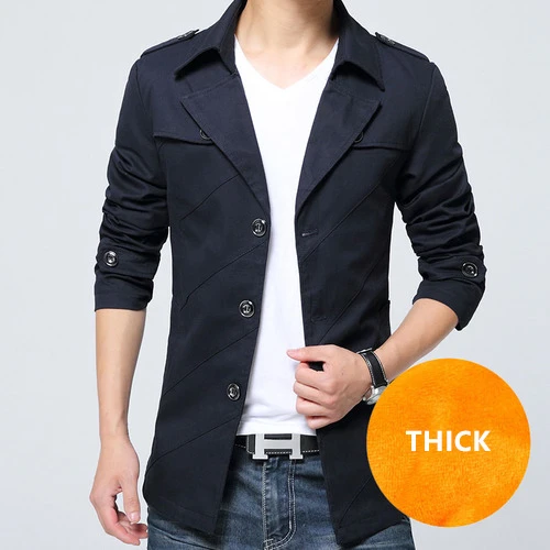 Dark blue Куртка мужская новая осень зима корейский стиль моды тренд мужская куртка - Цвет: Dark blue