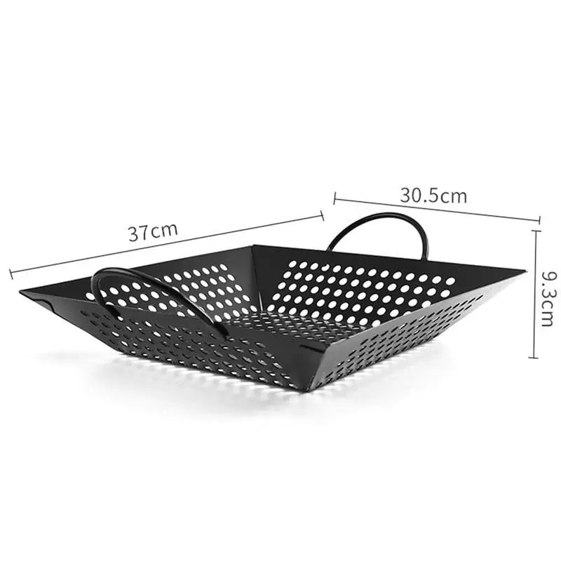 Carbon steel Grilling Basket High-quality Environmentally Friendly Grill Pan With Handle Kitchen Utensils Oven Safe Induction