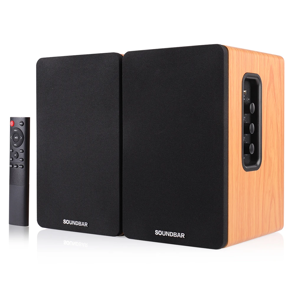 SR01 80W HiFi Speaker Sound Wooden Bookshelf Speakers 2.0 Home Theater