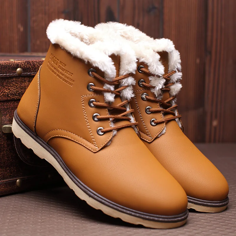 Mazefeng/мужские кожаные ботинки на меху; коллекция года; теплые зимние ботинки; Мужская Зимняя Повседневная Рабочая обувь; кроссовки; высокие резиновые ботильоны