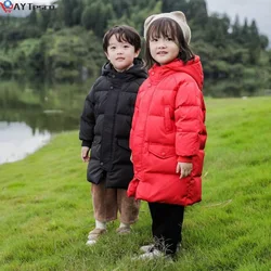 Bebê inverno algodão casaco para meninos crianças parque snowsuit crianças cor sólida roupas de pele zíper parkas outerwear novo colarinho com capuz