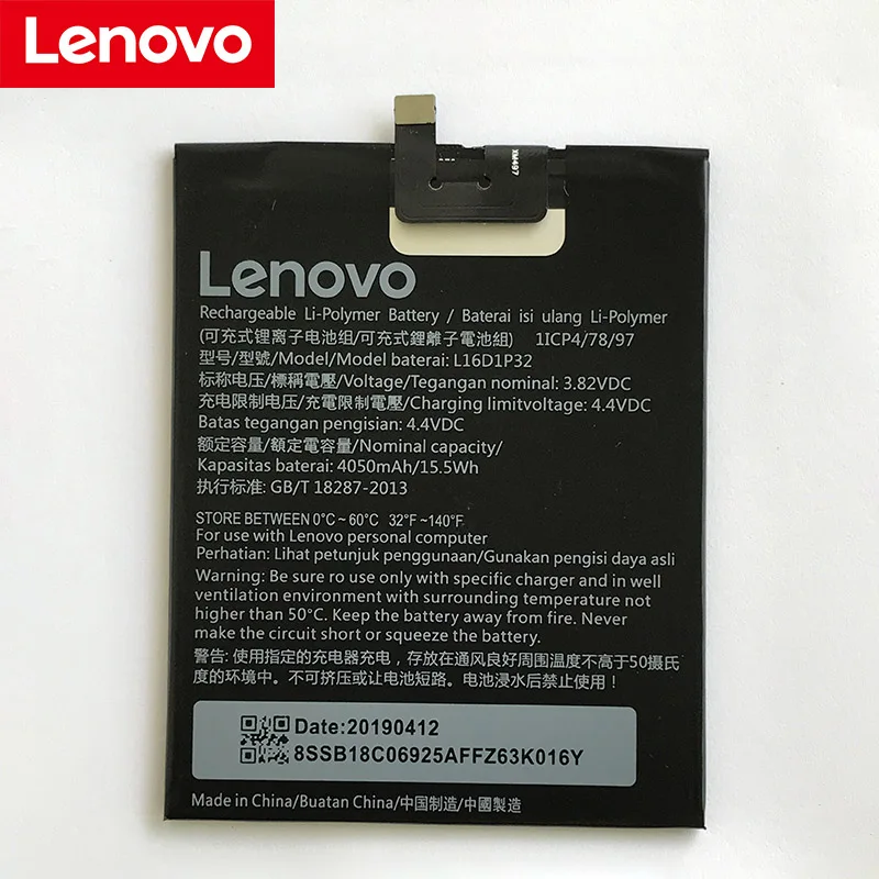 

Lenovo 100% Original 4050mAh L16D1P32 Battery For Lenovo Phab2 Plus PB2-670N PB2-670M PB2-670Y In Stock High Quality Battery