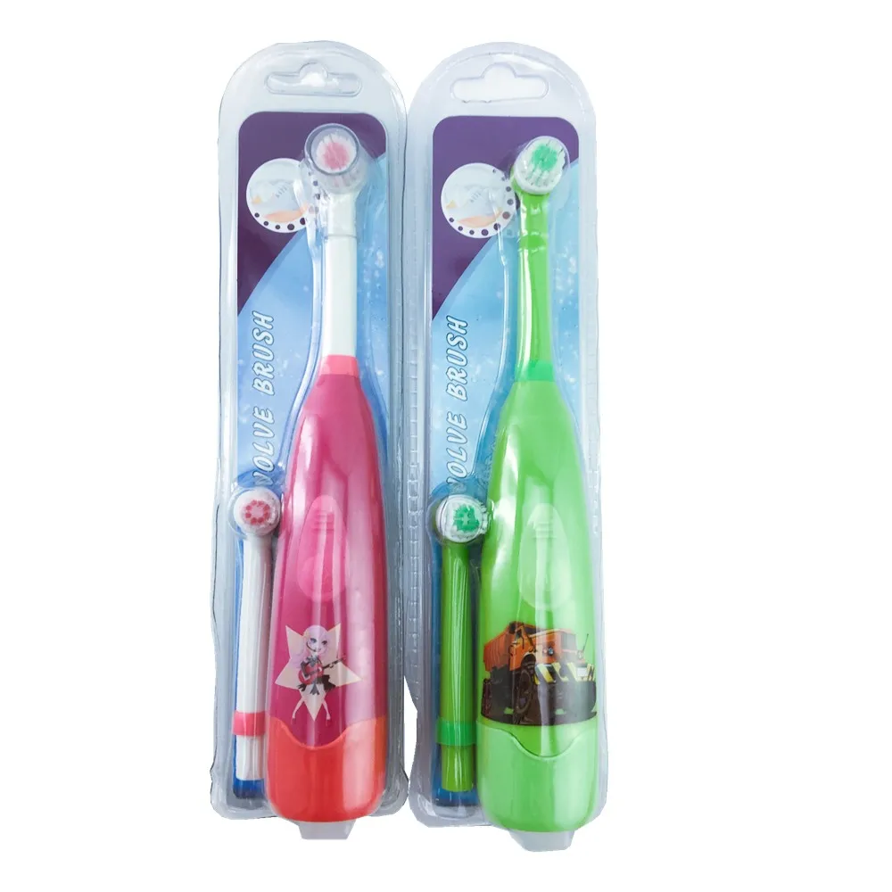 Детская электрическая зубная щетка с мультяшным рисунком, двухсторонняя зубная щетка, электрическая зубная щетка для детей с 2 шт. сменной головкой