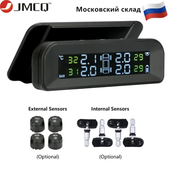 

JMCQ TPMS Car Security Solar Charging Tire pressure monitor system Attached to glass Vibration start Colorful Pressure Alarm