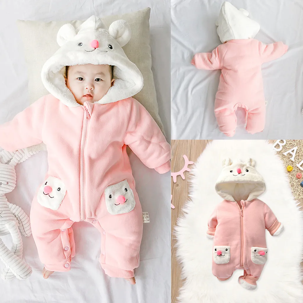 Одежда для новорожденных зимний детский комбинезон Pasgeboren Meisje Jongen, утепленный костюм с длинными рукавами для маленьких мальчиков и девочек, костюм с изображением медведей, 20