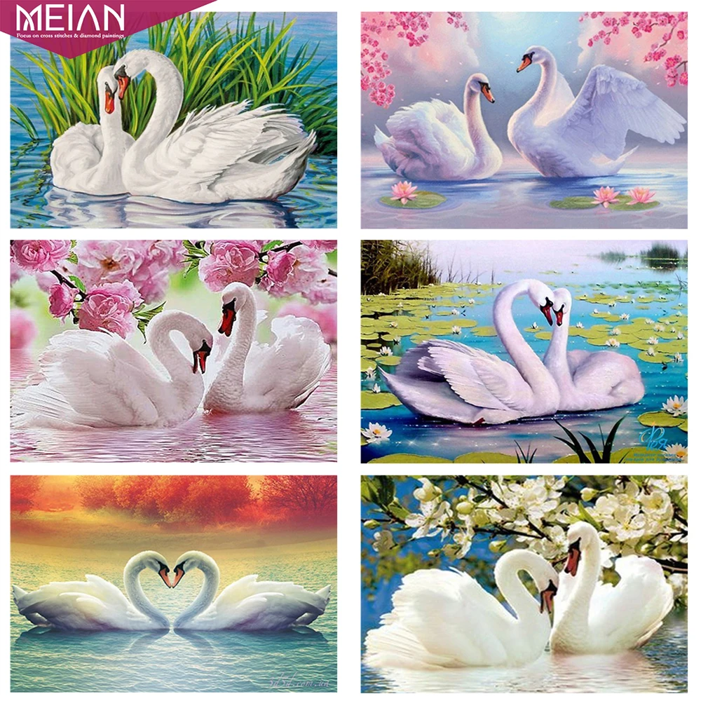 

Meian 5D DIY Diamond Painting Embroidery Sale Swan Crystal Drawing Needlework Gift Full Diamond Mosaic Cross stitch Home Decor