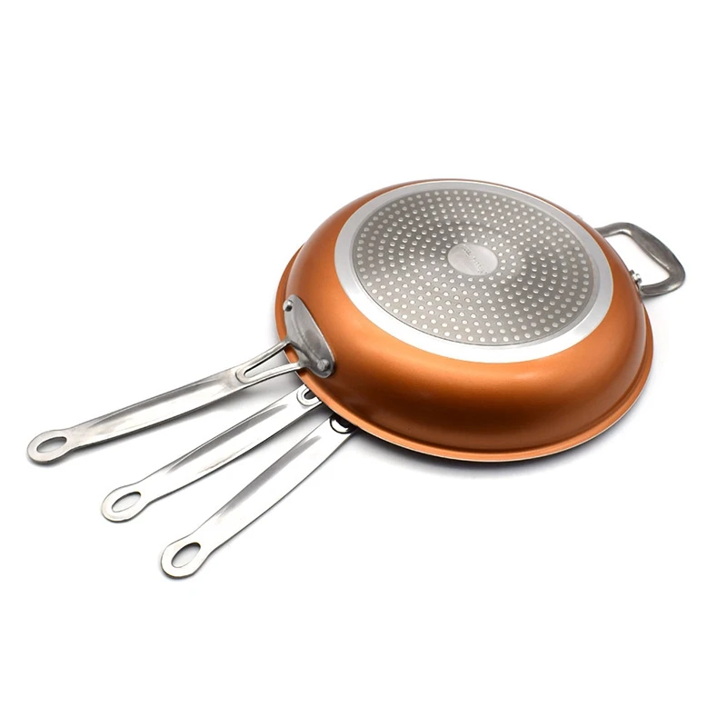 

A Set Of 8/10/12 Inch Non-Stick Copper Frying Pan with a Bag Holder